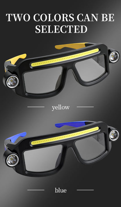 LED Headlamp Glasses 2-Pack, Head-Worn Flashlight with Flashing Mode for Night Running, Cycling, Fishing, Camping, Hiking