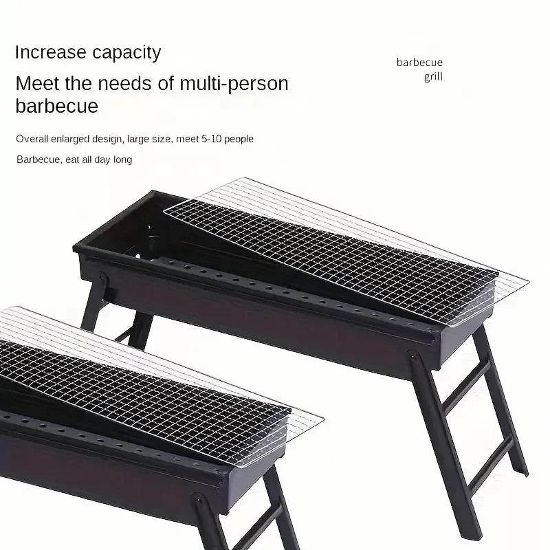 Portable Charcoal BBQ Grill Foldable – Lightweight Compact Outdoor Smoker Grill for Camping, Picnics, Hiking & Backyard Barbecue
