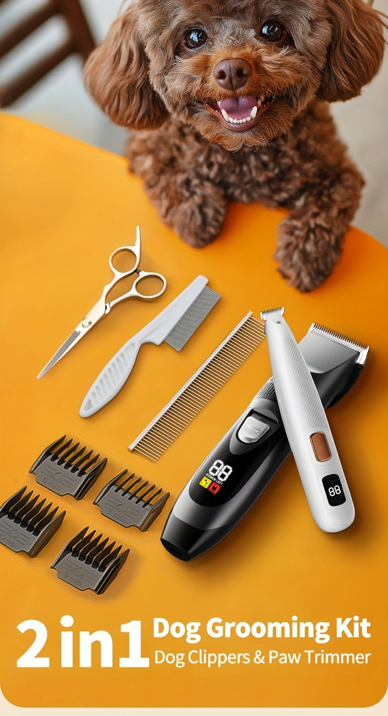 Pet Grooming Kit with Quiet Rechargeable Clippers – Cordless Electric Shaver & Complete Tool Set for Dogs and Cats