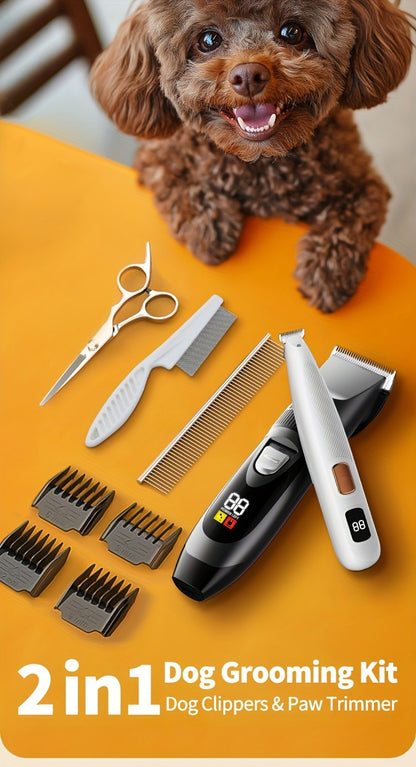 Pet Grooming Kit with Quiet Rechargeable Clippers – Cordless Electric Shaver & Complete Tool Set for Dogs and Cats