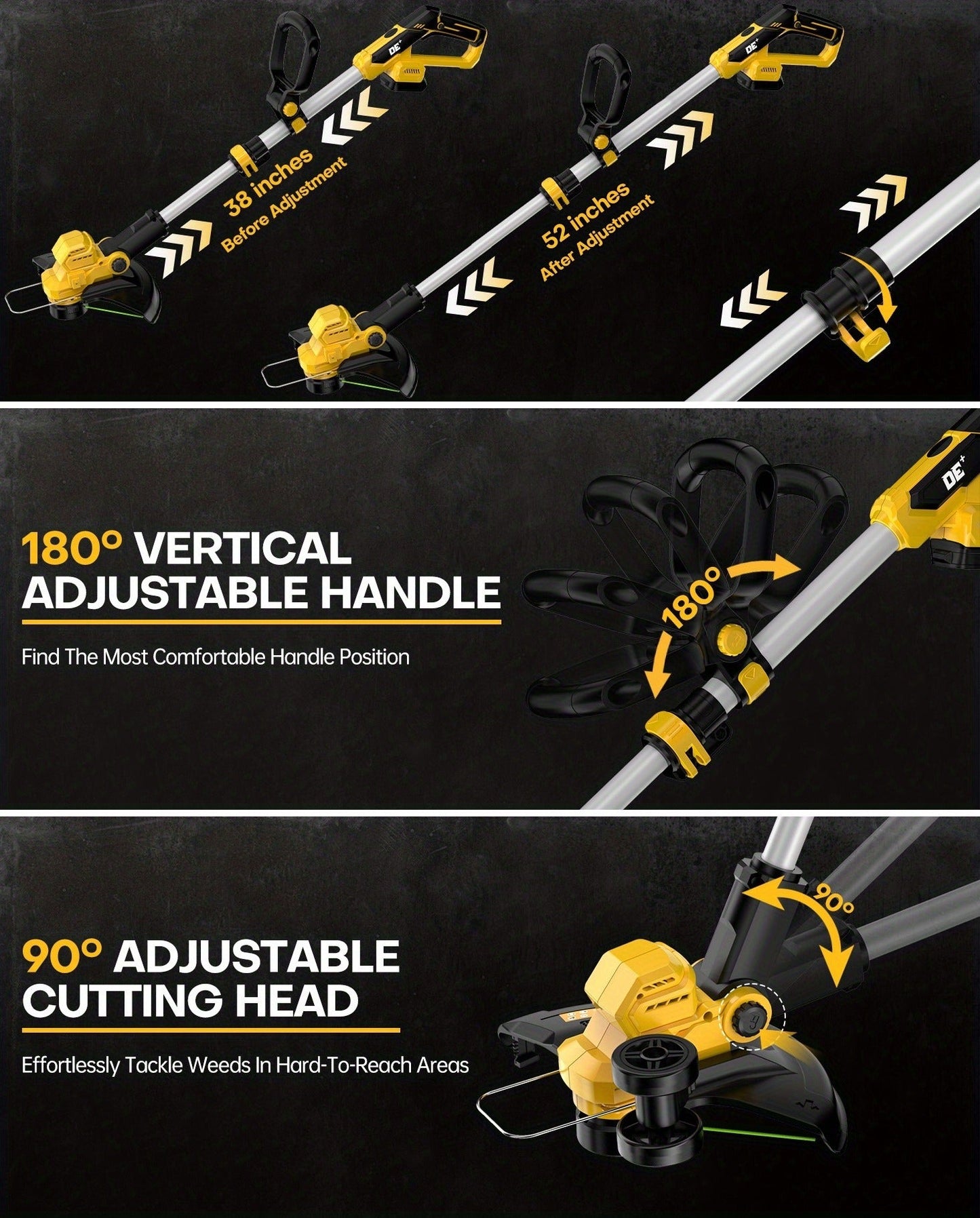 Cordless String Trimmer for DeWalt 20V Max, 12-Inch 20000RPM Brushless 3-in-1 Weed Eater with Auto-Feed