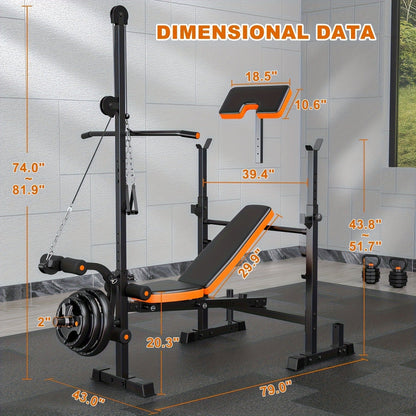 14-in-1 Adjustable Weight Bench Foldable – 770lb Capacity, Multi-Function Full Body Strength Training, Space-Saving Design