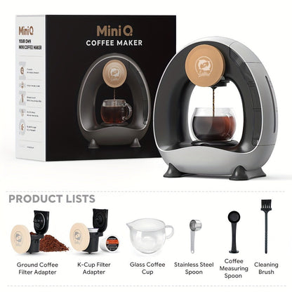Compact Single-Serve Coffee Maker for Pods, Grounds or Tea with 4-8oz Serving Label and Four Colors