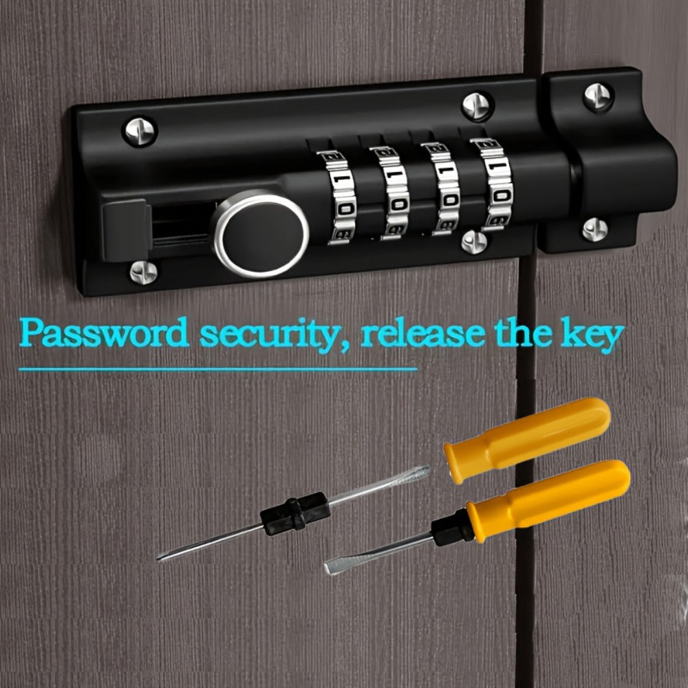 Combination Bolt Lock 4-Digit Zinc Alloy Sliding Security Lock for Entryways, Bedrooms and Living Spaces