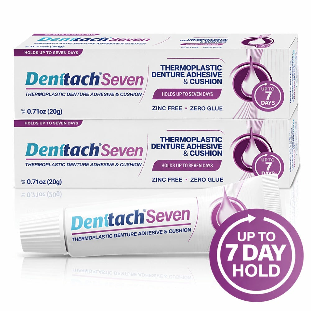 Denttach 7-Day Hold Denture Adhesive Thermoplastic Cushion Reliner Zinc-Free No-Glue Secure Grip for Upper Lower Dentures All-Day Comfort 2