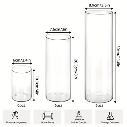 Clear Glass Cylinder Candle Holder Vases 12/24/36/48 Pcs, 4 6 8 10 Inch Tall Hurricane Floating Candle Vase