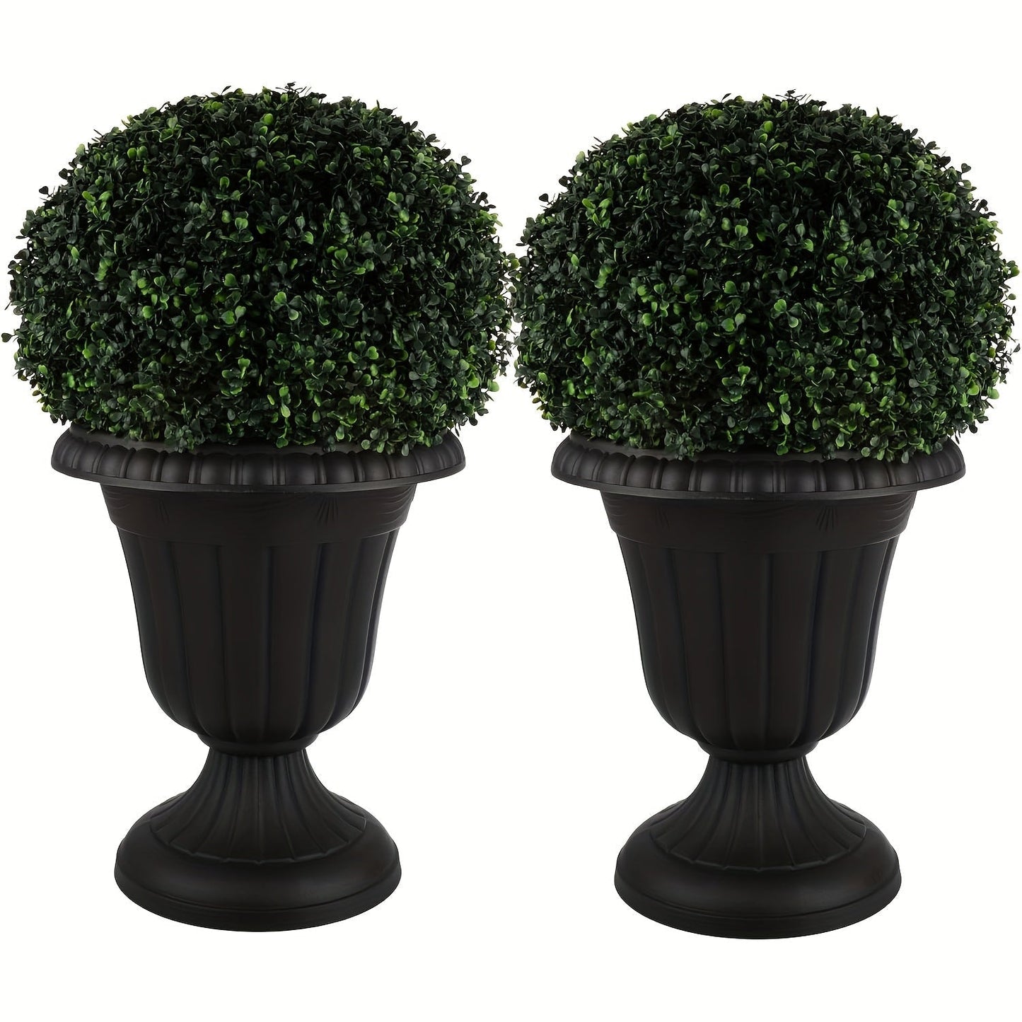 Plastic Urn Planters 2 Pack Outdoor Indoor Flower Pots with Pedestal Front Porch Decor Garden Patio Wedding Party Home Decor Classic Style