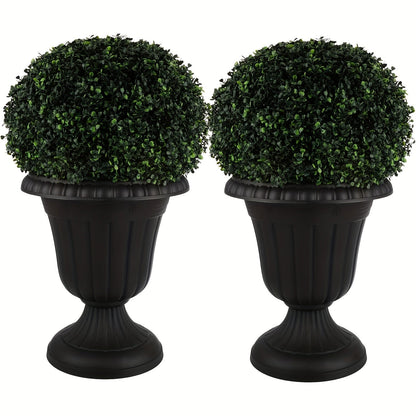 Plastic Urn Planters 2 Pack Outdoor Indoor Flower Pots with Pedestal Front Porch Decor Garden Patio Wedding Party Home Decor Classic Style
