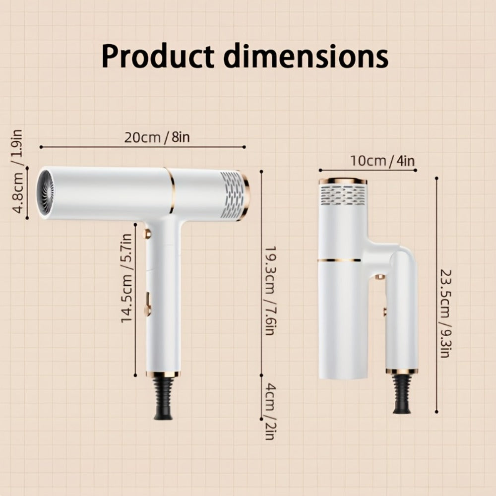 Foldable Hair Dryer with Storage Stand, Concentrator-Style Nozzle, Hot and Cold Air Labels and Four Colors
