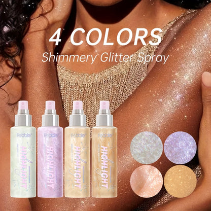 Body Glitter Spray Shimmer Long Lasting Lightweight Non Greasy Luminous Radiant Glow for Body Face Hair Women Festival Party Everyday Wear 4
