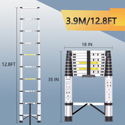 Telescoping Extension Ladder Aluminum, 6.5 / 8.5 / 10.5 / 12.5 FT Folding Telescopic Ladder, Easy Store