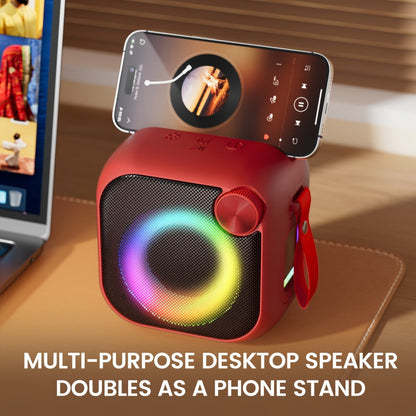 Bluetooth Speaker Square RGB Desktop Model with Phone Stand, USB, TF, AUX Playback, Type-C Charging and Five Colors