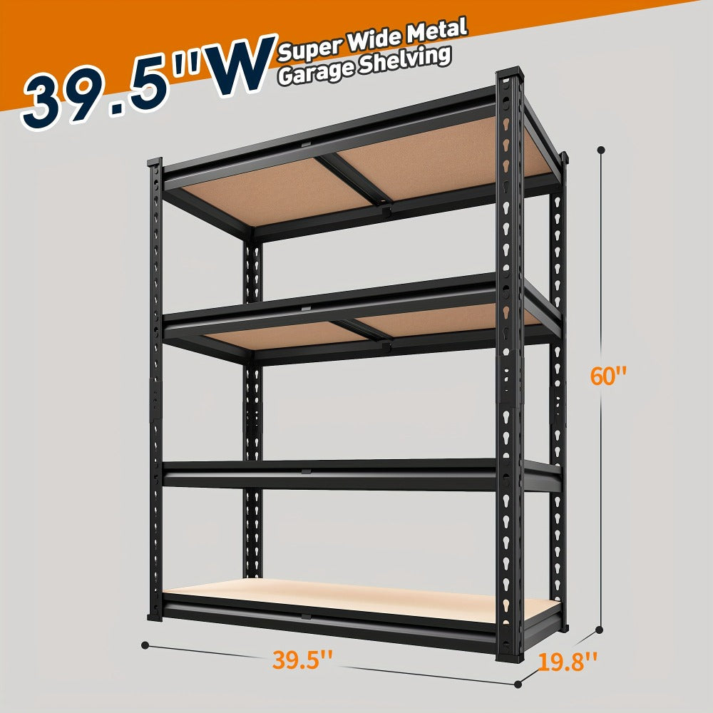 Garage Shelving 5-Tier Metal Storage Shelves Adjustable Steel Shelf Unit for Garage Basement Warehouse Easy Assembly Black Silver