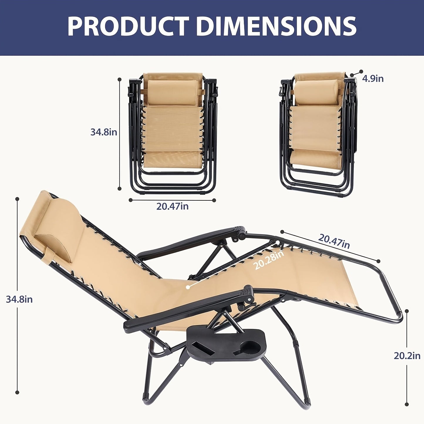 Zero Gravity Chair 2 Pack – 330lb Capacity, Ergonomic Adjustable Recline & Locking System, Foldable Patio Lounger with Cup Holder – Lawn