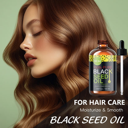 Black Seed Oil 100% Pure Cold Pressed Multi-Use Moisturizing Firming Skincare Oil for Face Body Hair Nails Eyelashes Natural Plant Extract
