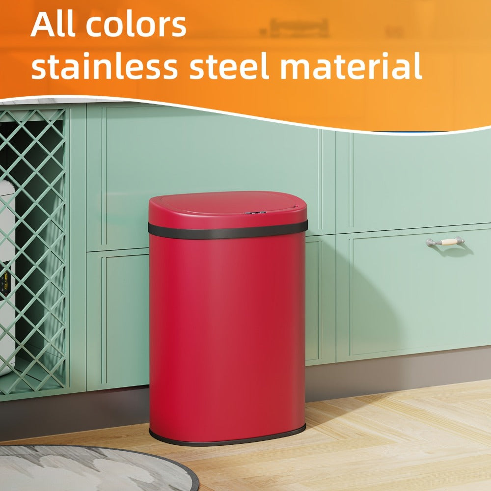 Motion Sensor Trash Can with 13-Gallon Label and Plastic or Steel Finish Options in Six Colors