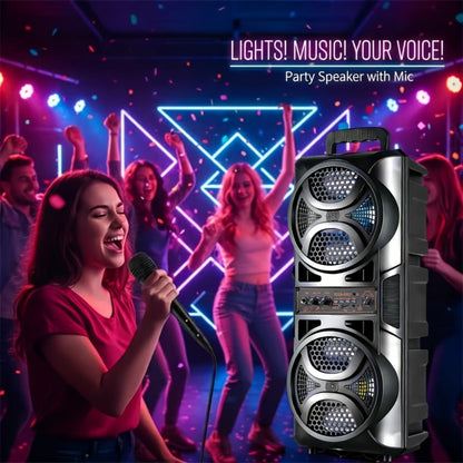 RGB Dual Speaker Portable Bluetooth Stereo Sound System with Subwoofer, Ambient Lighting, Two Speaker Sizes