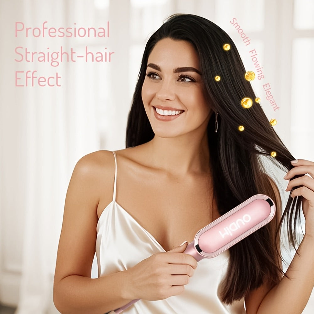 Hair Straightener & Curling Iron Set for Women, Flat Iron Straightening Brush, Anti-Scald, Precise Temperature Control
