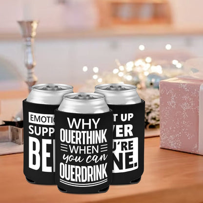 6-Pack Neoprene Beer Can Coolers with Funny Drinking Phrases – Insulated Drink Sleeves for Soda & Lager – Durable Cylindrical Can Huggers