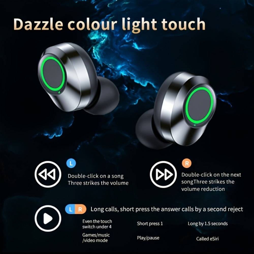True Wireless Earbuds Bluetooth 5.4 Sport Design with 800mAh Mirror-Display Case and Passive Noise Isolation