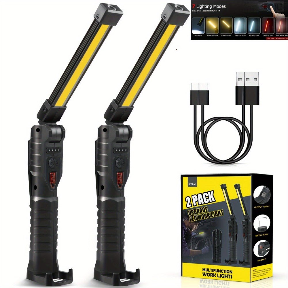 COB LED Work Light Magnetic Base Rechargeable USB 20000 Lumens 7 Modes 180° Rotation Portable for Entryways, Bedrooms and Living Spaces