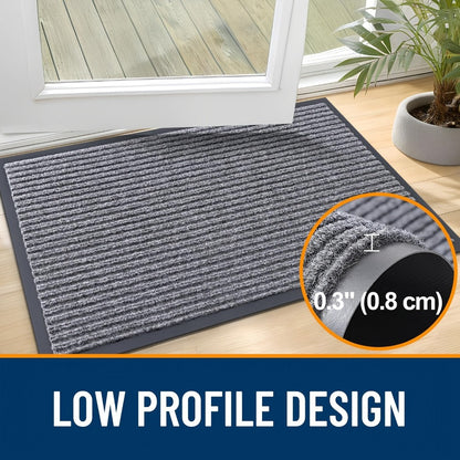 Door Mat 2-Pack Indoor Outdoor Welcome Entryway Rug Non-Slip Low Profile Polyester Floor Mat for Front Door Patio Porch Mudroom