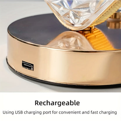 Crystal Touch Table Lamp Rechargeable, Moon & Star Dimmable LED Night Light with 3-Color Modes for Bedroom