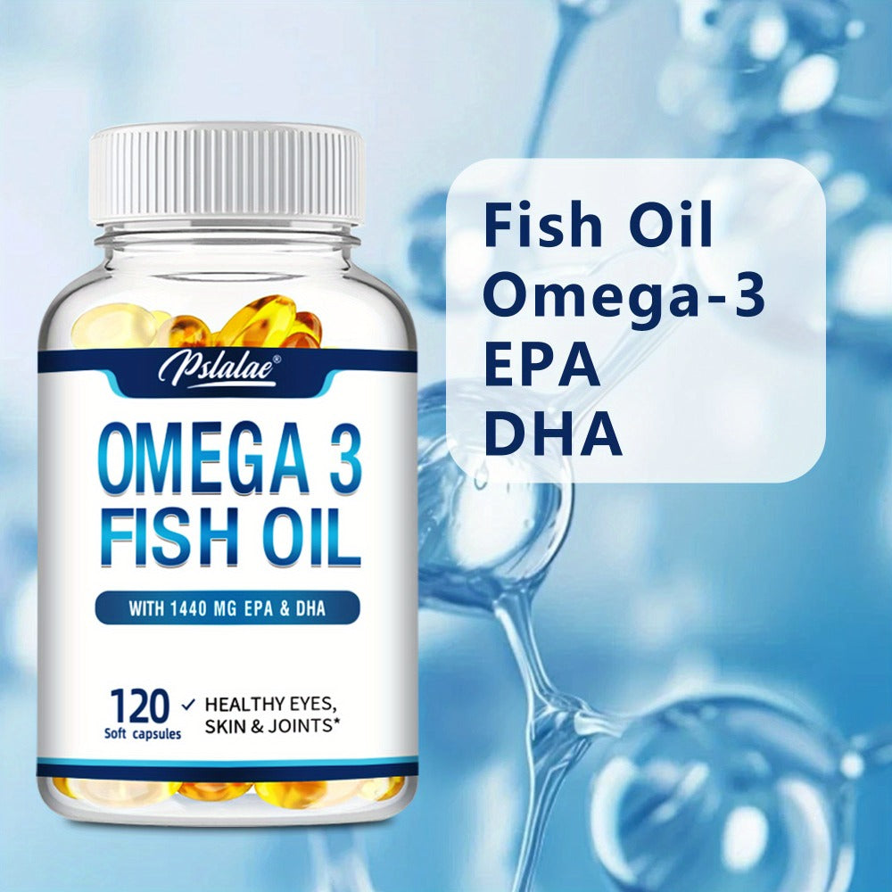 Triple Strength Omega-3 Fish Oil Softgels 120 Capsules with High-Potency EPA & DHA, Heart, Brain