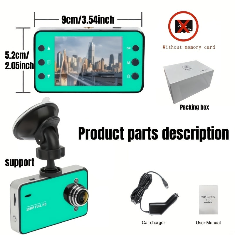 1080P Dash Cam with Night Vision & Loop Recording – 2.2" Car DVR Camera, Suction Cup Mount, Single Lens, No SD Card Required