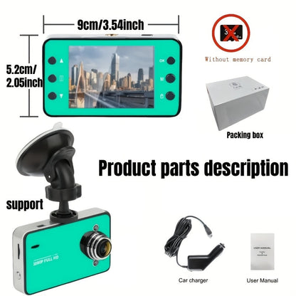1080P Dash Cam with Night Vision & Loop Recording – 2.2" Car DVR Camera, Suction Cup Mount, Single Lens, No SD Card Required