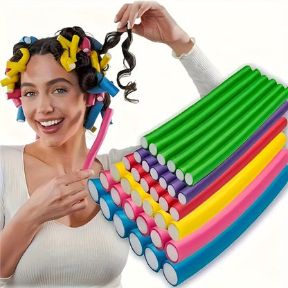 Flexible Foam Curl Formers 50pcs Heatless Curling Rods – Bendable Twist Hair Rollers for DIY Soft Waves & Spiral Curls, Short & Long Hair