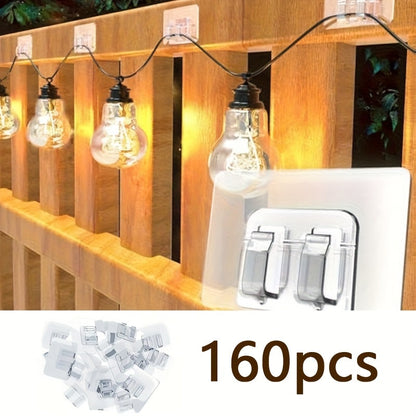 Adhesive Hooks for Outdoor String Lights - No-Damage Clips for Christmas Patio Garden Balcony Decor (40/80/160/250/400pcs)