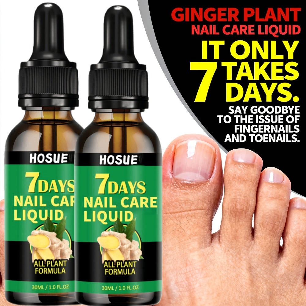 Ginger Nail Care Liquid 7-Day Repair 2-Piece Set 1.01oz Each – HOSUE Plant-Based Formula for Yellowing Gray Uneven Discolored Nails