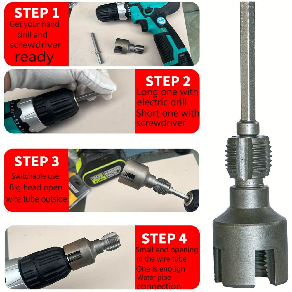 Pipe Thread Cutting Tool, High-Speed Steel Electric Drill Compatible PVC & Steel Pipe Threader