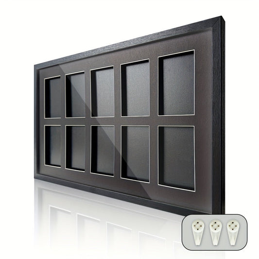 Trading Card Display Case Wall Mounted Wood Frame – Pokemon TCG Sports Cards 35–360pt Compatible, 1/2/4/6/10 Grid Options