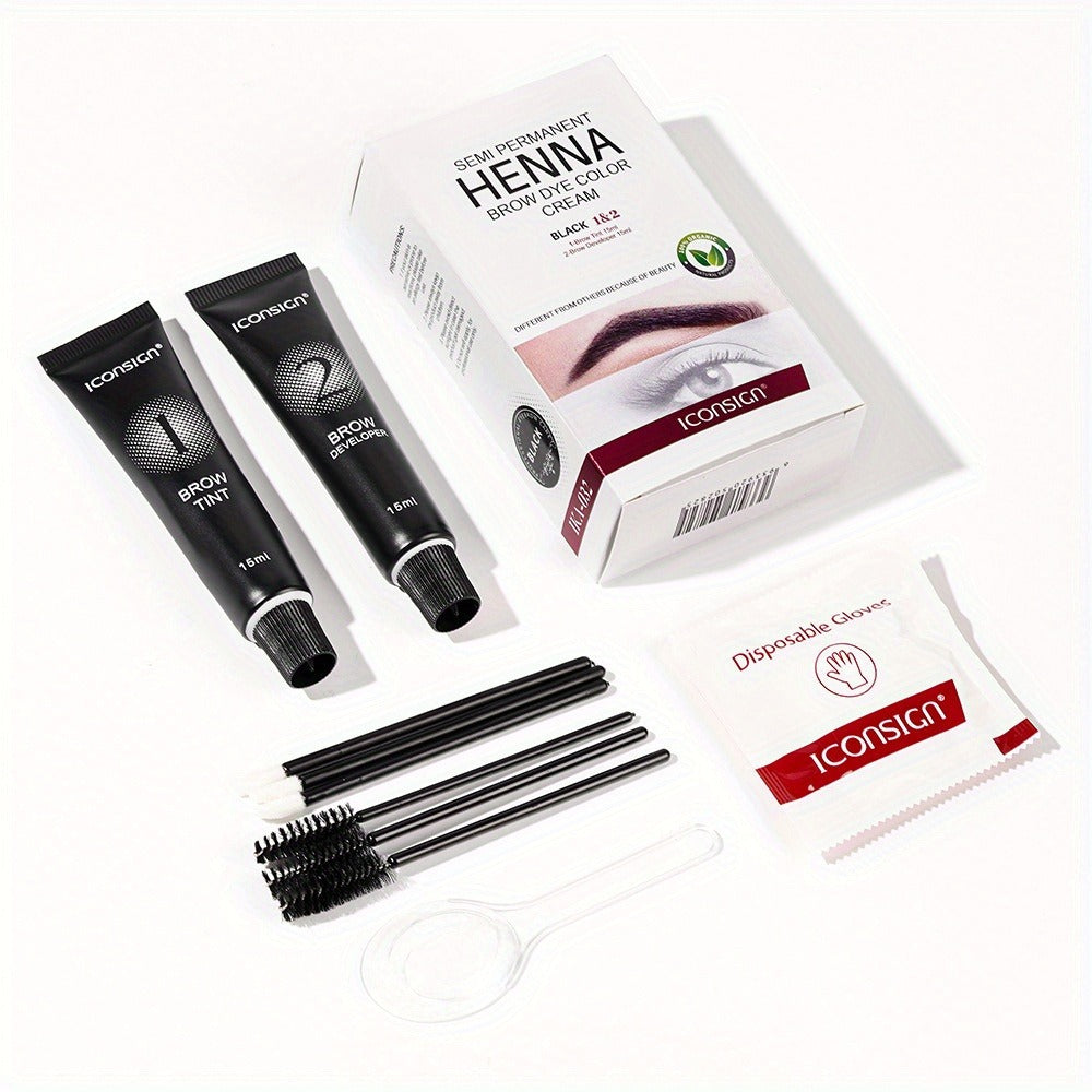 3D Brow Perm & Color Kit 2-in-1 – Sweatproof Long-Lasting Natural Fluffy Eyebrow Makeup with Applicator Brush & Disposable Clips
