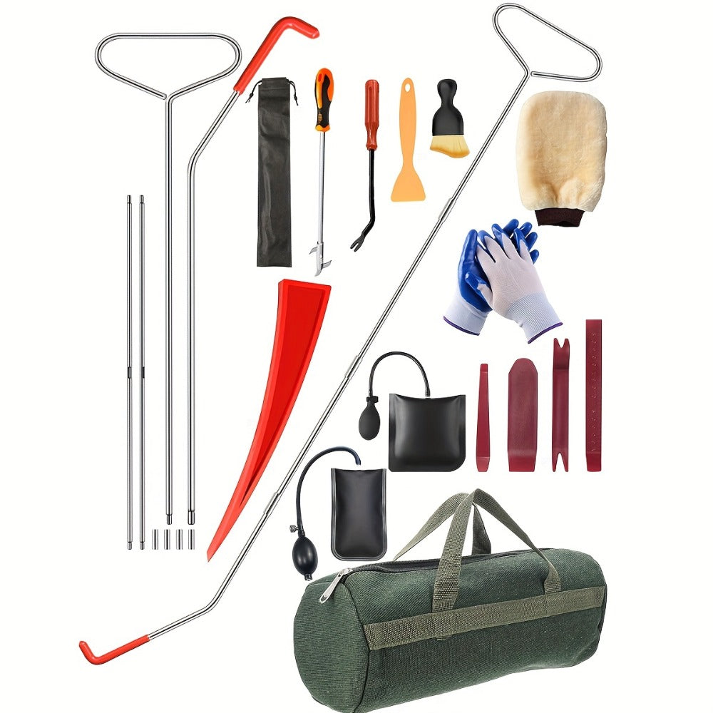 Car Lockout Kit Emergency Door Opener Tool Set with Carrying Bag – Portable Vehicle Unlock Kit for Locked Car Doors