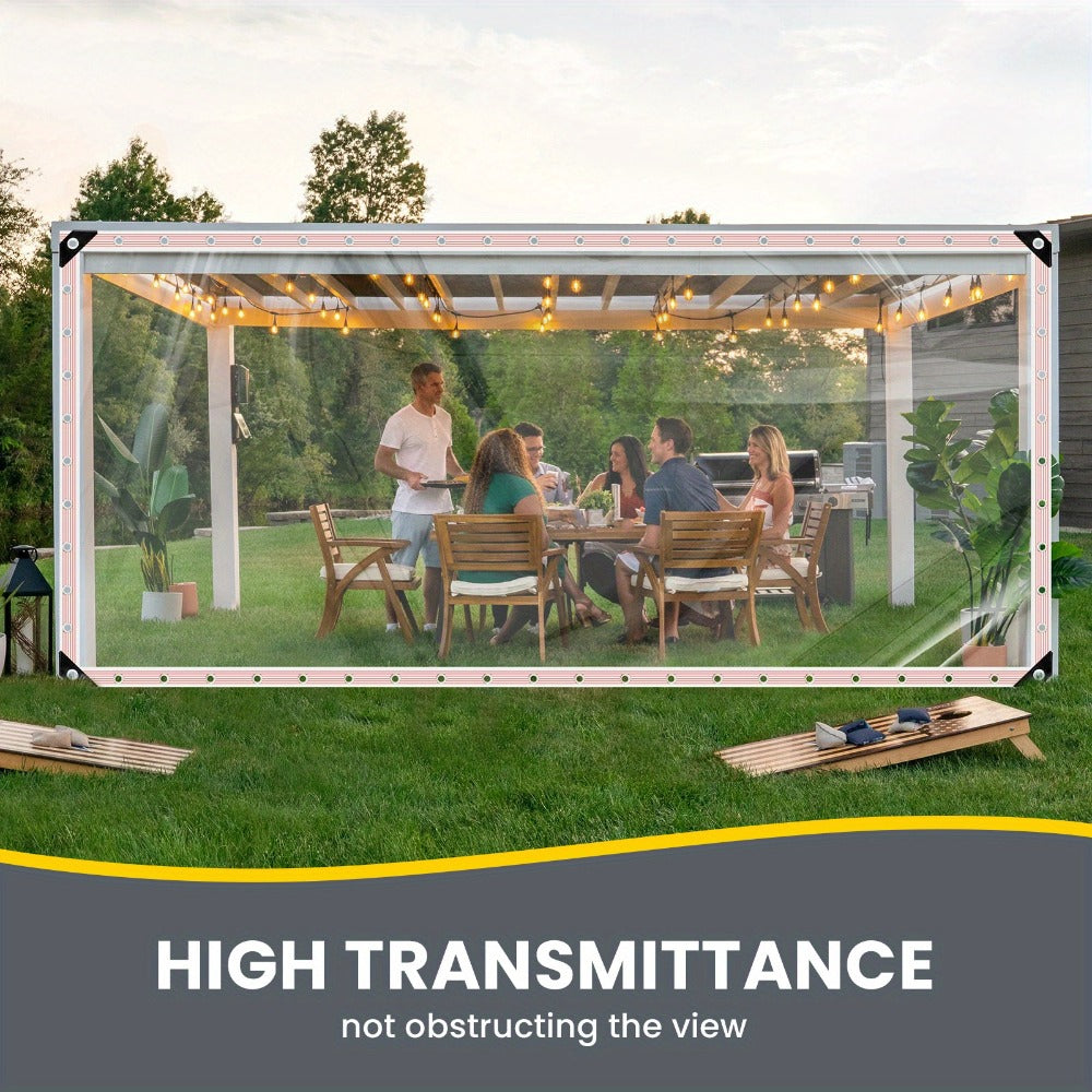Clear Tarp Transparent PE Tarpaulin with Grommets, Rainproof Cover for Porch Canopy Henhouse Plant Camping & Outdoor Garden