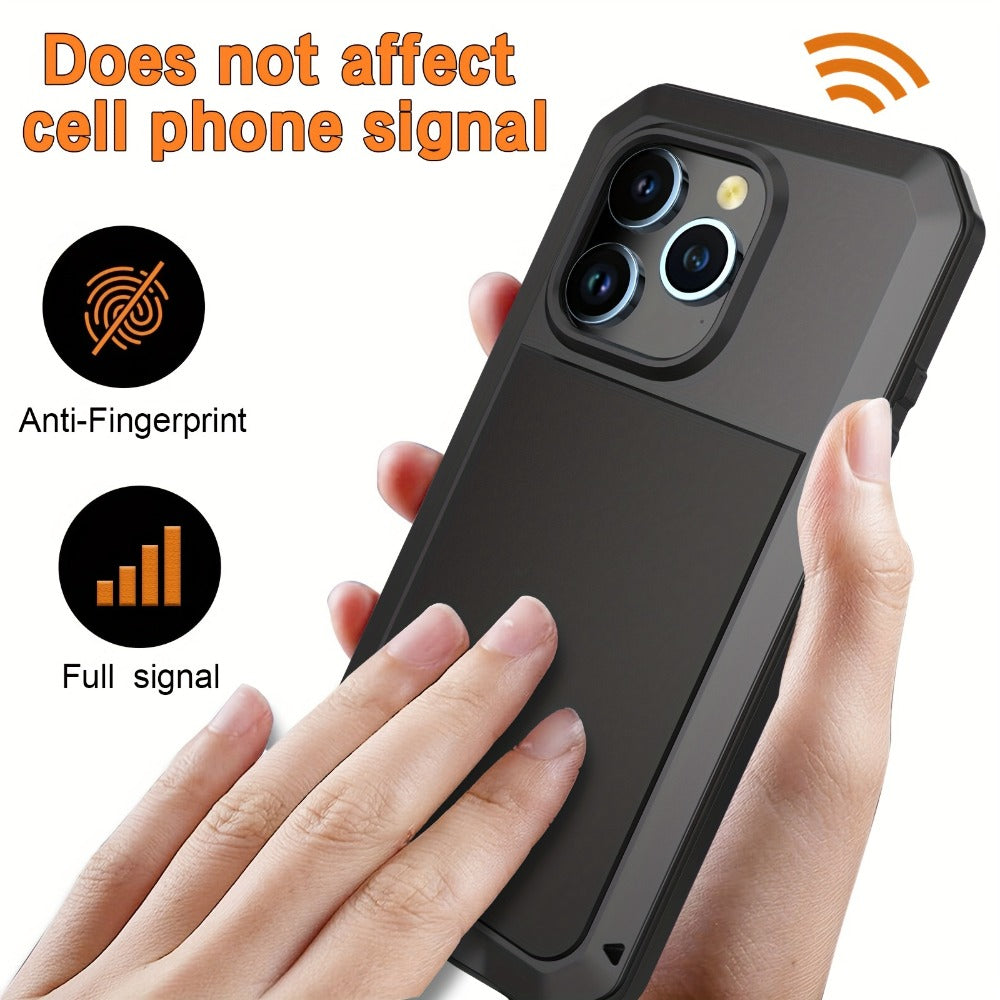 Phone Case with Metal Frame, Integrated Glass Screen Protector and S Pen Opening for Select Galaxy S23-S25 Models