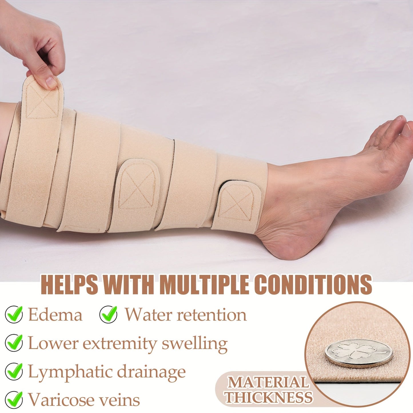 Compression Leg Wraps 2pcs Adjustable Lower Leg Support – Shin Splint Wrap for Leg Heaviness, Fatigue & Swelling Relief