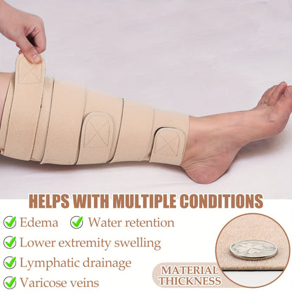 Compression Leg Wraps 2pcs Adjustable Lower Leg Support – Shin Splint Wrap for Leg Heaviness, Fatigue & Swelling Relief
