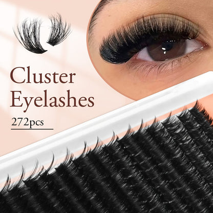 100D Volume Cluster Lashes DIY Individual Lash Extension Kit – Soft Reusable Single Clusters for Full Thick Dramatic Lash Look
