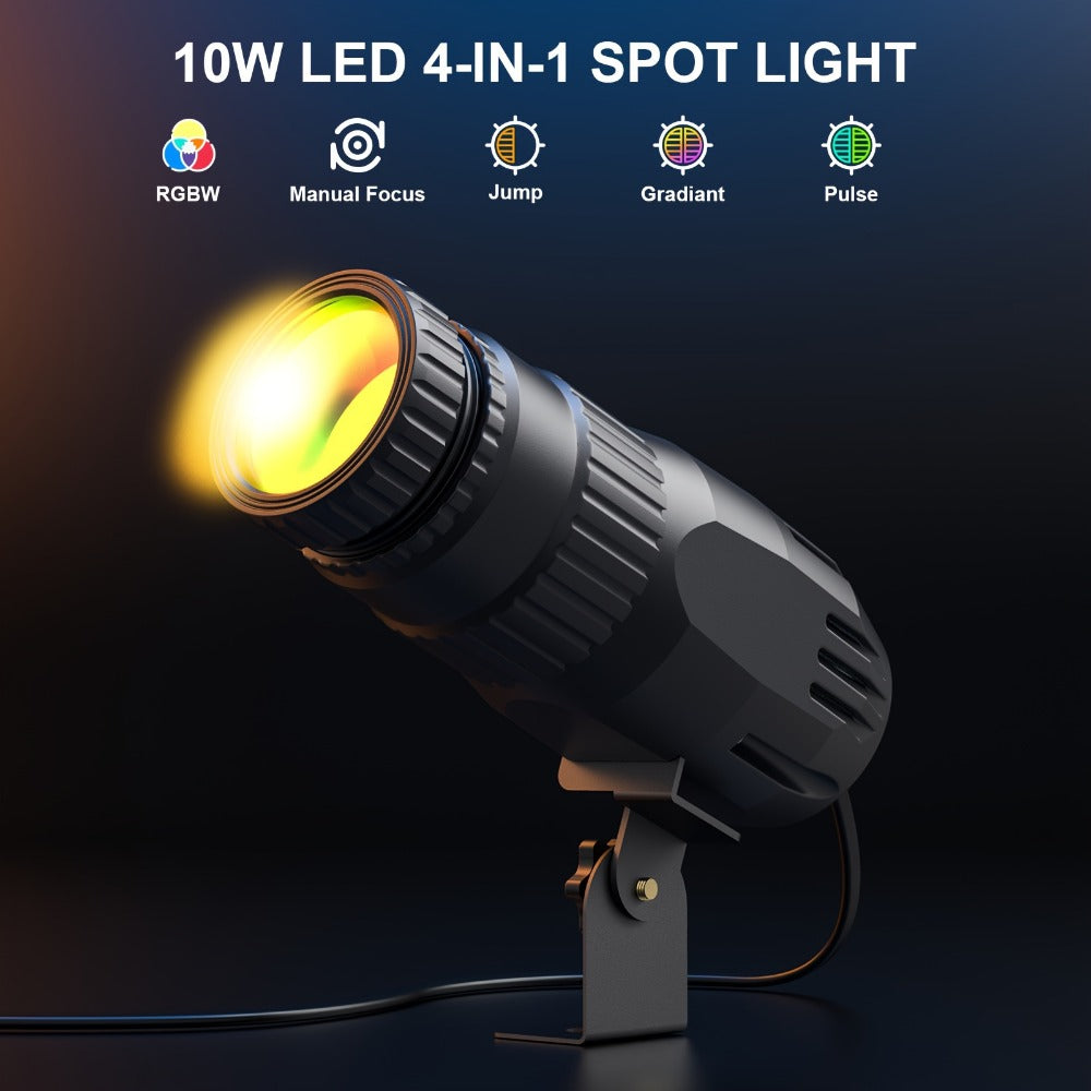 10W RGBW LED Pinspot Stage Light with Remote and Manual Focus detail image