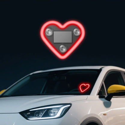 Car Interior Neon Heart Lights Solar USB Rechargeable 5 Lighting Modes Vibration-Sensing Auto On/Off Dashboard Decoration for Cars Trucks