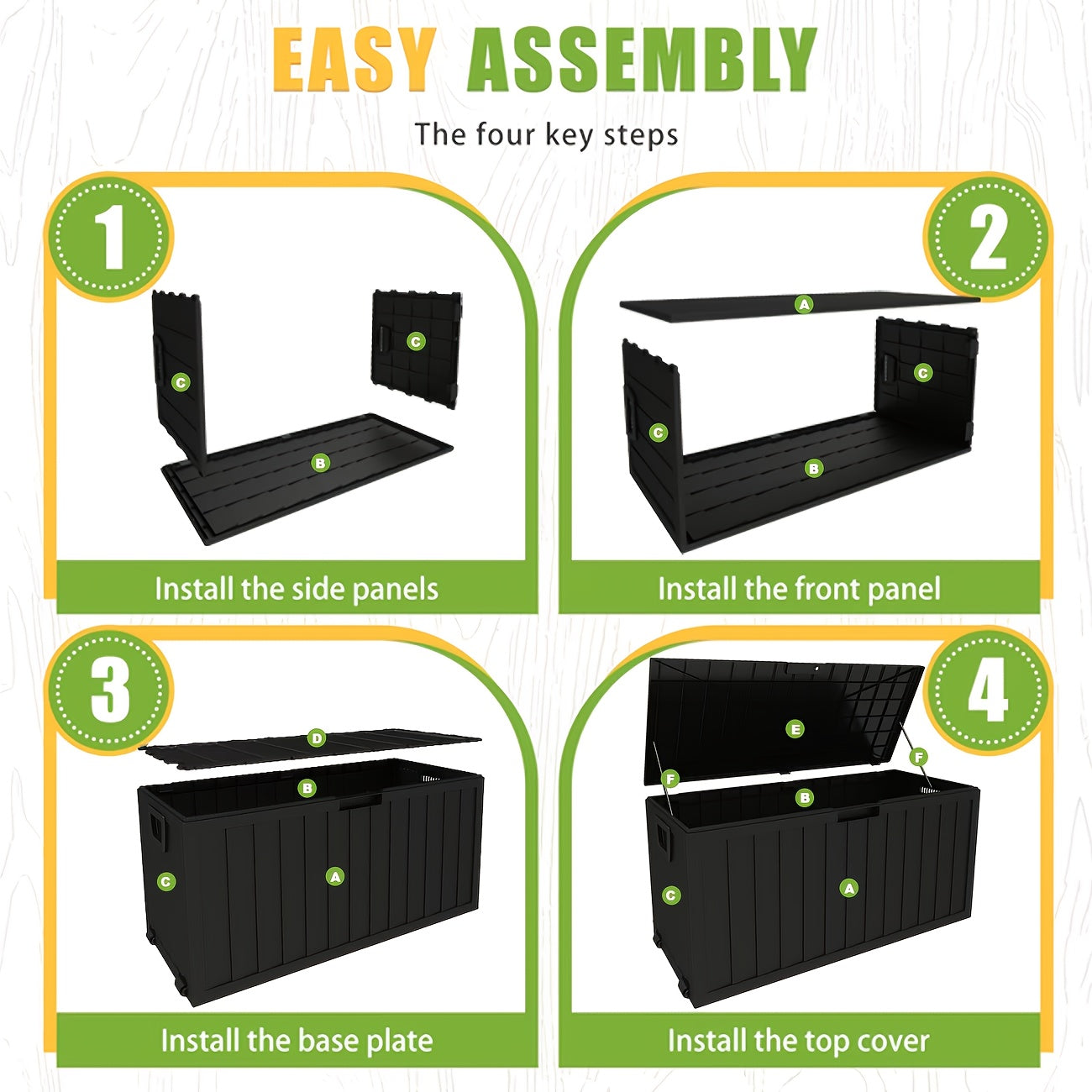Deck Box Outdoor, Lockable Pool Patio Garden Tool Storage for Garden, Patio and Yard Use, with the Listed Configuration
