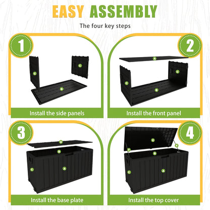 Deck Box Outdoor, Lockable Pool Patio Garden Tool Storage for Garden, Patio and Yard Use, with the Listed Configuration