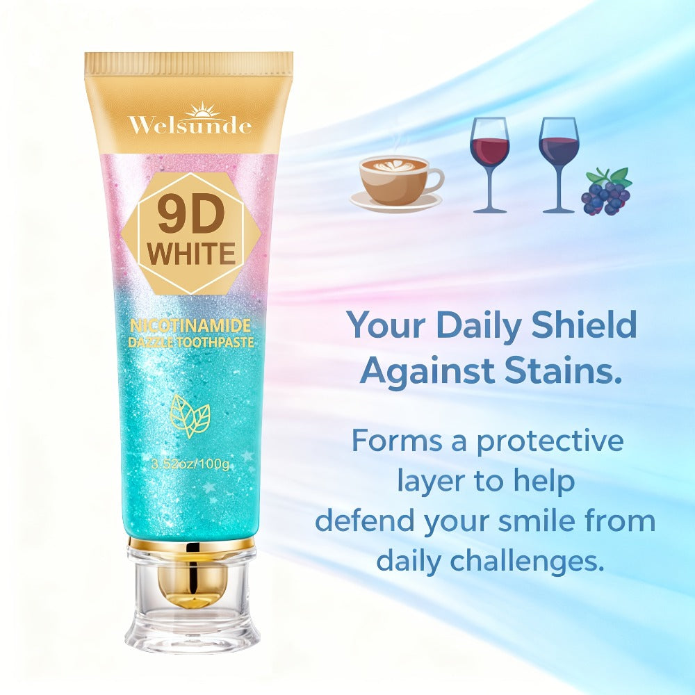 Niacinamide Toothpaste 9D Whitening Toothpaste for Stain Removal Fresh Breath Deep Cleansing Enamel Protection Minty Flavor Gentle on Gums