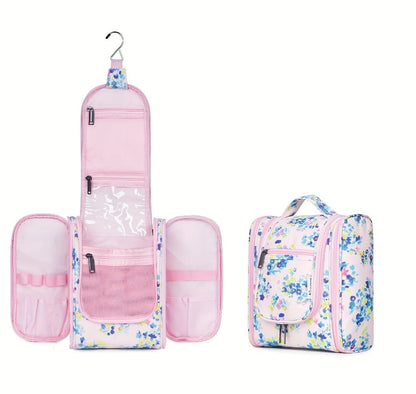 Toiletry Bag Hanging Large-Capacity Makeup Organizer with Hook, Multiple Compartments and 16 Print Options
