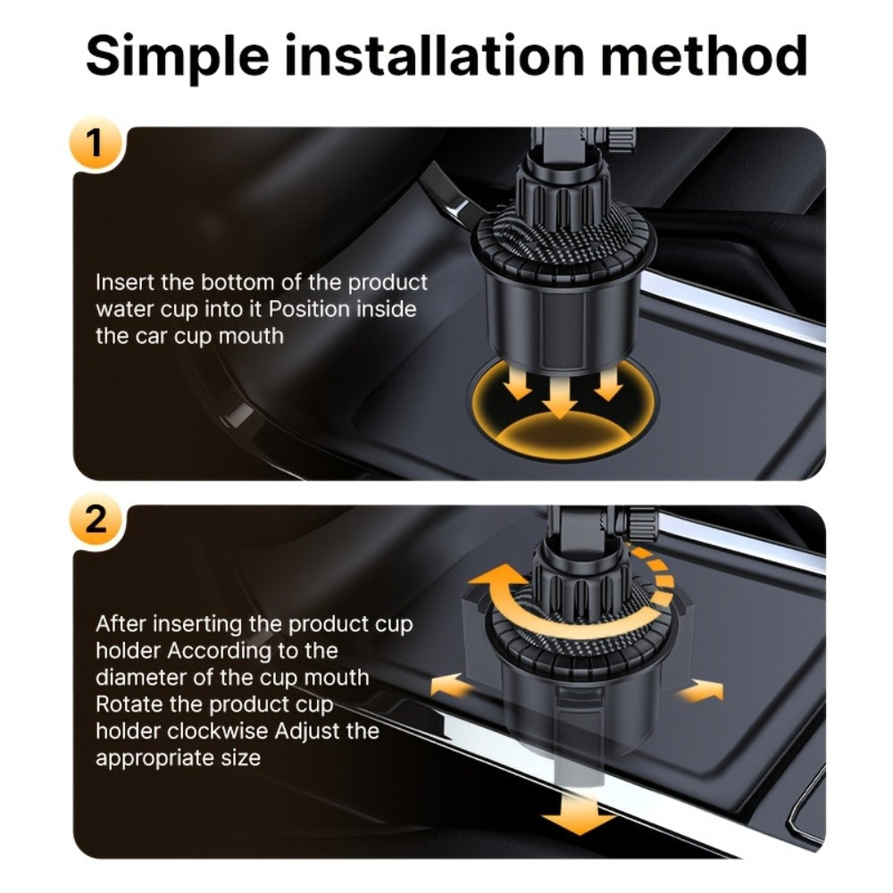 TP08 Cup-Base Car Phone Mount with Expanding Lower Base and Adjustable Clamp for 4–13-Inch Devices