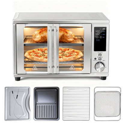 Air Fryer Toaster Oven Combo 29.6QT XL with Smart Probe, 12-in-1 Digital Countertop Oven, Stainless Steel